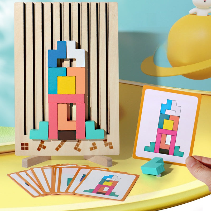 PilaMente™ – Puzzle de apilamiento lógico de madera